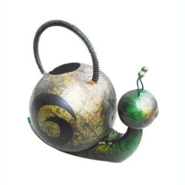 D-Art collection Handmade Home Garden Decorative Figurine Multi Color Iron Snail Watering Can. View a larger version of this product image.