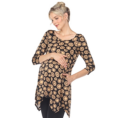 White Mark Women&#39;s Plus Size Maternity Printed Tunic Top. View a larger version of this product image.