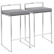 Contemporary Home Living Set of 2 Gray and Silver Stacker Counter Stool - 31"