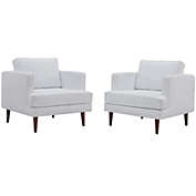 Modway Furniture Agile Upholstered Fabric Armchair Set of 2, White
