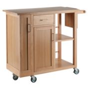 Contemporary Home Living 35.5" Natural Brown Rolling Douglas Kitchen Cart