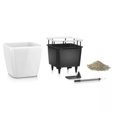 Lechuza USA 11" White Quadro Premium Planter with Water Reservoir. View a larger version of this product image.
