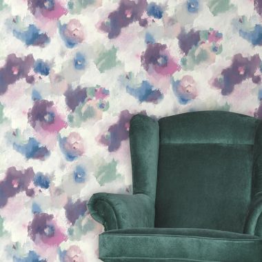 Roommates Decor Modern Impressionist Floral Peel & Stick Wallpaper - Pink, Blue. View a larger version of this product image.