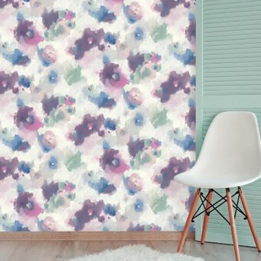 Roommates Decor Modern Impressionist Floral Peel & Stick Wallpaper - Pink, Blue. View a larger version of this product image.