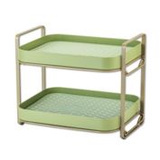 Lille Home 2-Tier Multi-Functional Storage Organizer With Removable Drain Tray, Green