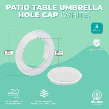 Okuna Outpost Clear Patio Table Umbrella Hole Ring and Cap Set (2 in, 3 Pack). View a larger version of this product image.