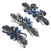 Unique Bargains 3 Pieces Sparkling Crystal Stone Braided Hair Clips, Hair Barrettes Flower Butterfly Flower Shapes Hair Accessories for Women