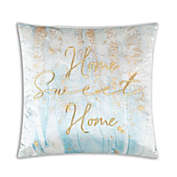 Cloud 9 Design 20" Blue and White &#39;Home Sweet Home&#39; Square Velvet Throw Pillow