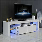 Kitcheniva High Gloss TV Stand Cabinet Unit w/ LED Light for 60" TV