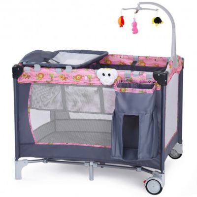 Pink Baby Nursery Play Yard And Sleep Center Compact Pink 