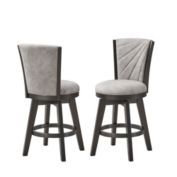Pilaster Designs Charest Counter Height Swivel Stools, Silver Polyester & Metallic Gray Wood