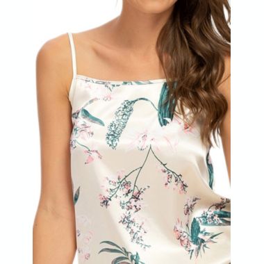 cheibear Womens Sleeveless Cami Shirt Satin Lounge Set Nightwear Sleepwear Pajama Sets Beige Small. View a larger version of this product image.