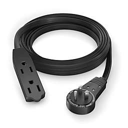 Maximm Cable 8 Ft 360 Rotating Flat Plug Extension Cord / Wire, 16 AWG Multi Outlet Extension Wire, 3 Prong Grounded Wire - Black - UL Listed