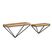 Contemporary Home Living Set of 2 Brown and Black Contemporary Urban Style Wall Shelves 15.75"