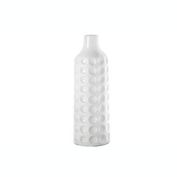 Urban Trends Collection Ceramic Round Bottle Vase with Narrow Mouth and Debossed Clover Pattern Design Body LG Gloss Finish White