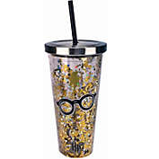 Harry Potter&#39;s Glasses Glitter Cup With Straw 20 ounce