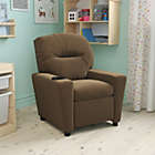 Alternate image 0 for Flash Furniture Contemporary Brown Microfiber Kids Recliner With Cup Holder - Brown Microfiber