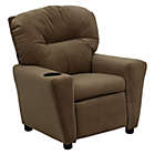 Alternate image 1 for Flash Furniture Chandler Contemporary Brown Microfiber Kids Recliner with Cup Holder