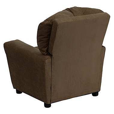 Flash Furniture Chandler Contemporary Brown Microfiber Kids Recliner with Cup Holder. View a larger version of this product image.