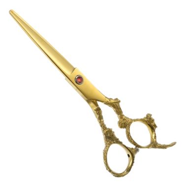 Unique Bargains Hair Scissors, Hair Cutting Scissors, Professional Barber Scissors, Stainless Steel Razor, 6.5" Long, Gold Tone. View a larger version of this product image.