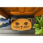 Alternate image 2 for Evergreen Cat Face Shaped Indoor Outdoor Natural Coir Doormat 1'4"x2'4" Brown