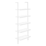 Monarch Specialties I 3687 Bookcase - 72&quot;H Ladder White / White Metal