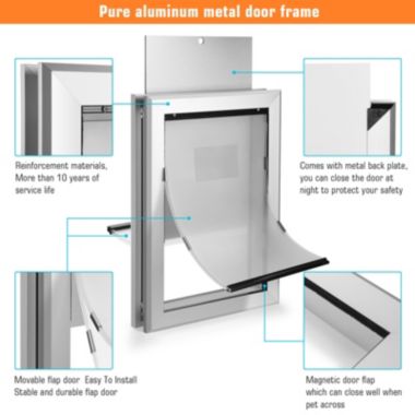 Ownpets Double-Flaps Aluminum Pet Dog Door Magnetic Lock Flap Safety Guard Weatherproof. View a larger version of this product image.