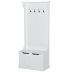 Alternate image 0 for HOMCOM 3-In-1 Entryway Hall Tree with Storage Bench, Coat Rack with Four Hooks and Shoe Storage, White