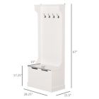 Alternate image 2 for HOMCOM 3-In-1 Entryway Hall Tree with Storage Bench, Coat Rack with Four Hooks and Shoe Storage, White