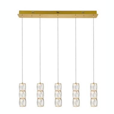 Elegant Lighting Polaris LED light gold Pendant Clear Royal Cut Crystal. View a larger version of this product image.
