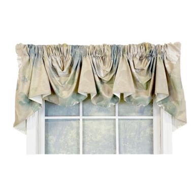 RLF Home Linen Floral 2-Scoop Empire Valance Natural.  2-Scoop 54"W X 25"L For windows up to 48"W. View a larger version of this product image.