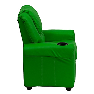 Flash Furniture Vana Contemporary Green Vinyl Kids Recliner with Cup Holder and Headrest. View a larger version of this product image.