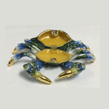 Blue Crab Bejeweled Enamel Jewelry Trinket Keepsake Box Coastal Sea Life New. View a larger version of this product image.