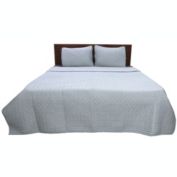 Ninety Six Herring Bone Ivory and Navy Cotton Quilt Set