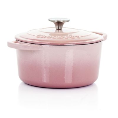 Crock-Pot Artisan 2 Piece 3 Quarts Enamled Cast Iron Dutch Oven in Blush Pink