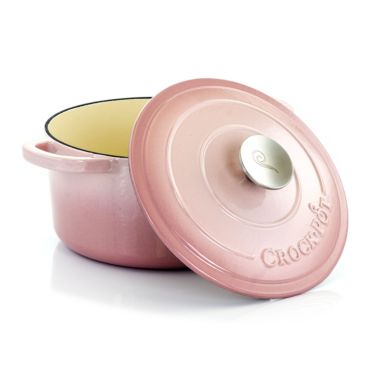 Crock-Pot Artisan 2 Piece 3 Quarts Enamled Cast Iron Dutch Oven in Blush Pink. View a larger version of this product image.