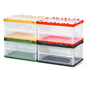 Gymax 45L Collapsible Storage Bins Folding Plastic Stackable Utility Crates 4 Pack
