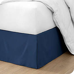 Bare Home Bed Skirt Double Brushed Premium Microfiber, 15-Inch Tailored Drop Pleated Ruffle, 1800 Ultra-Soft, Shrink Resistant - Queen, Dark Blue