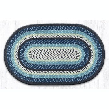 Earth Rugs C-312 Blueberry / Cream Oval Braided Rug 27 x 45 inch. View a larger version of this product image.