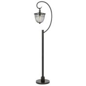 Saltaro Sherpi 63 Inch Downbridge Lantern Metal Floor Lamp, Bronze Black- Saltoro Sherpi