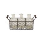 Alternate image 2 for Cheungs Decorative Rectangular Wire Basket With 3 Glass Jars