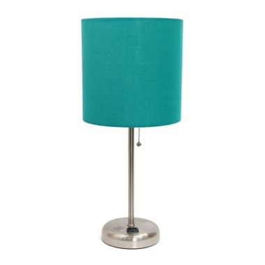 LimeLights Stick Lamp with Charging Outlet and Fabric Shade. View a larger version of this product image.