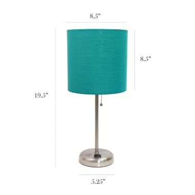 LimeLights Stick Lamp with Charging Outlet and Fabric Shade. View a larger version of this product image.
