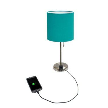 LimeLights Stick Lamp with Charging Outlet and Fabric Shade. View a larger version of this product image.