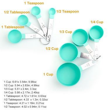 Eggracks By Global Phoenix 8Pcs Plastic Measuring Spoons Cups Scale Teaspoon Tablespoon Set. View a larger version of this product image.