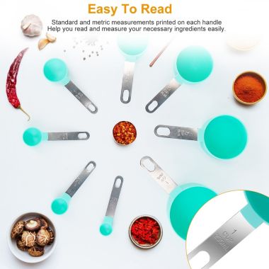 Eggracks By Global Phoenix 8Pcs Plastic Measuring Spoons Cups Scale Teaspoon Tablespoon Set. View a larger version of this product image.