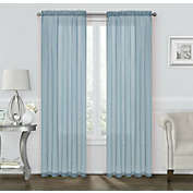 Kate Aurora Coastal Pastel Colored Light & Airy Sheer Voile Window Curtains - 52 in. W x 84 in. L, Baby Blue