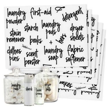 Talented Kitchen 141 Pieces Black Script Laundry Room Labels for Containers, Preprinted Clear Stickers for Home Organization, Glass Cleaning Bottles. View a larger version of this product image.