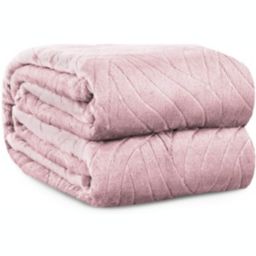 SHOPBEDDING Cozy Throw Blanket Fleece - Lightweight Throw Blanket for Couch or Sofa - Embossed Flannel Blanket for Travel - Mauve, 50