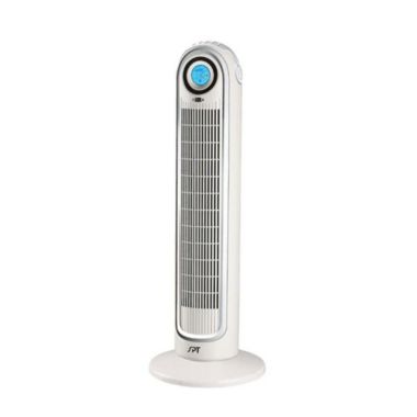 Sunpentown Contemporary Tower Fan with Ionizer and Carrying Handle - White/Silver. View a larger version of this product image.